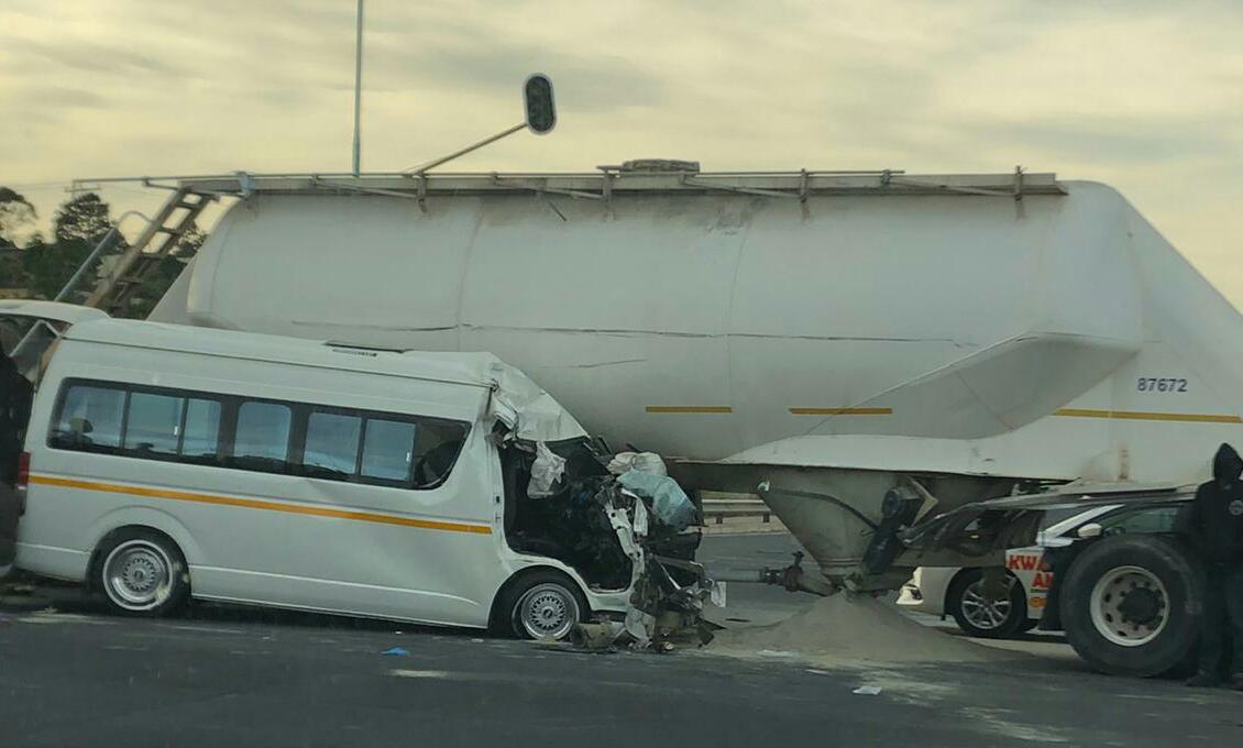 Four injured as taxi crashes into the side of a truck on the N2