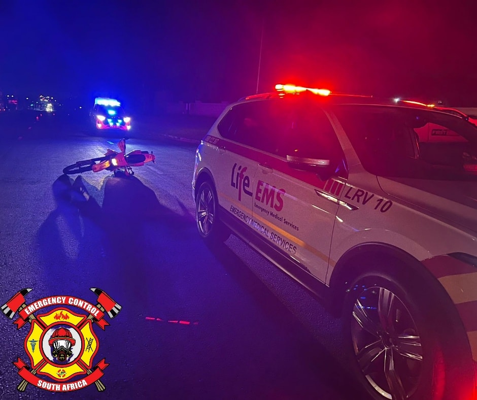 Motor bike crash on Ontdekkers road in Florida Park
