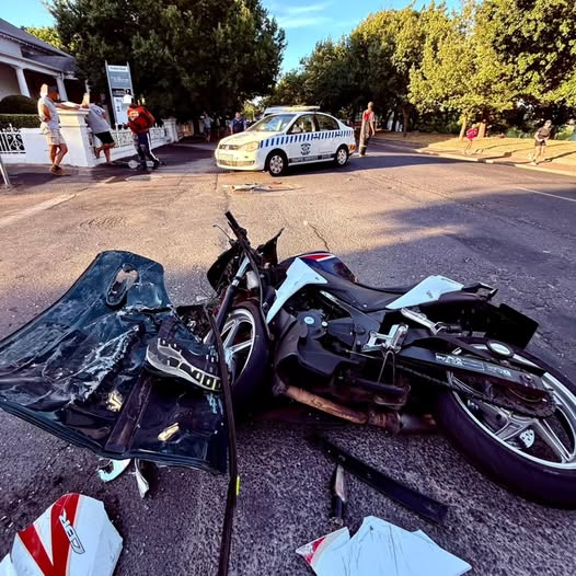 One person injured as a car and motorbike collide on Main Road in Paarl