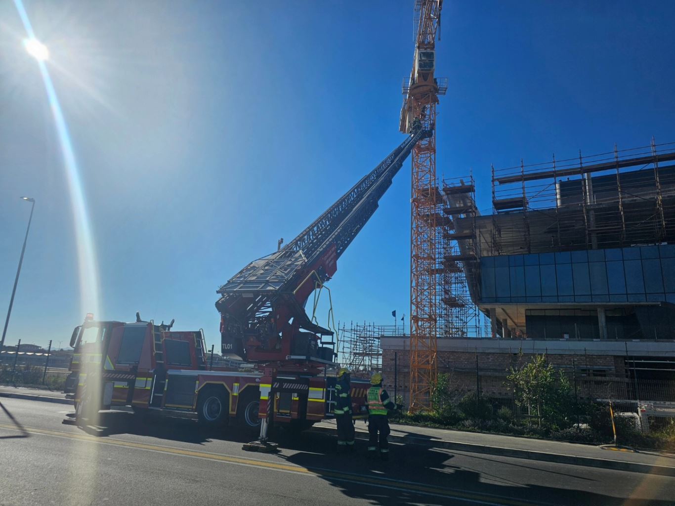Construction worker rescued after having a medical emergency in a crane ...