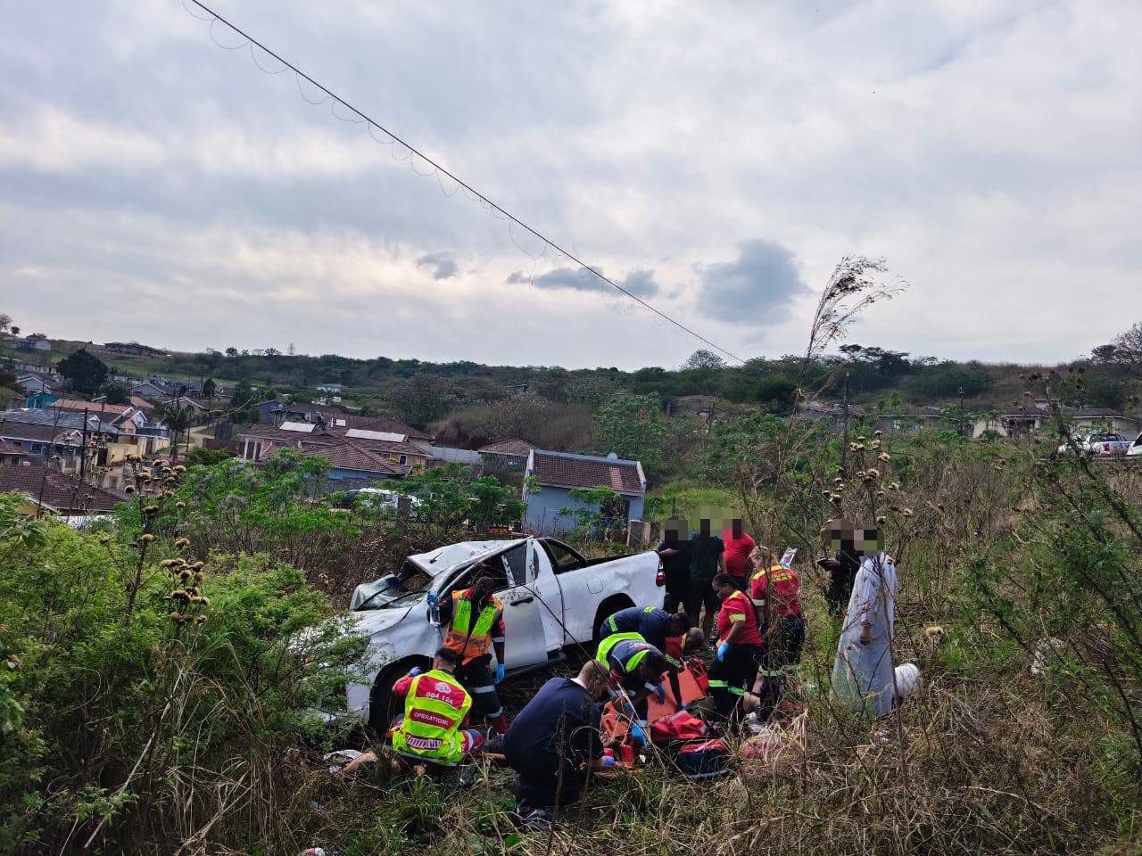 Three Injured After Bakkie Plunges Down Embankment in Bishopstowe