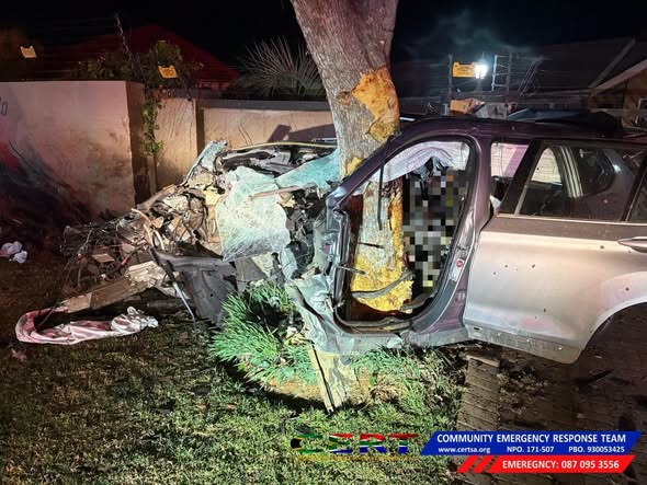 Single-vehicle road crash in Risiville, Meyerton