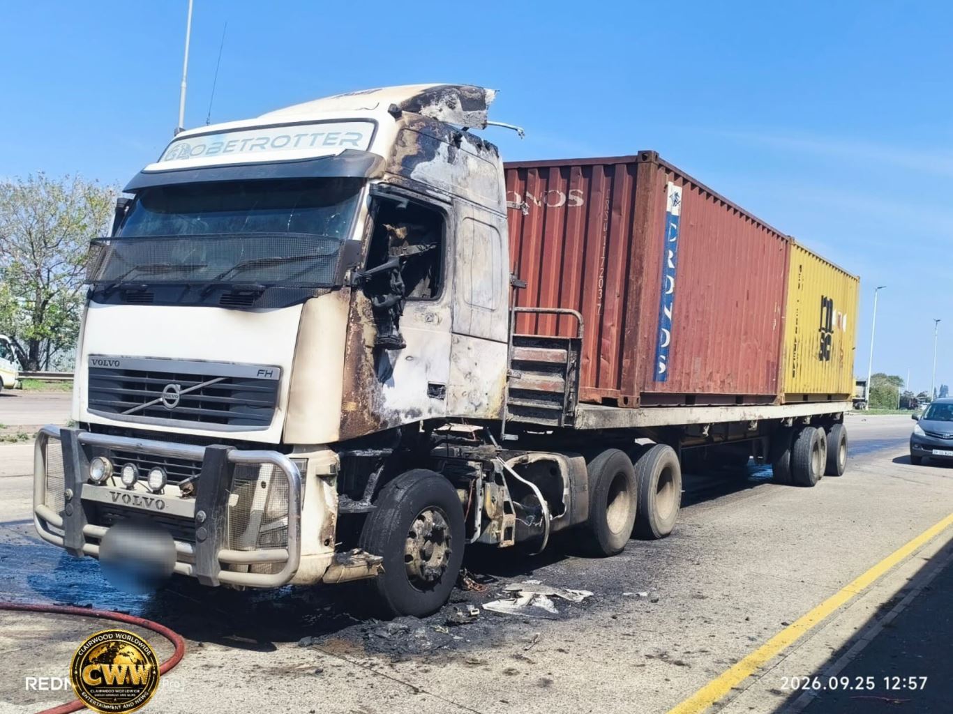 A truck caught fire on Umbilo Road this afternoon shortly after coming from the Edwin Swales area