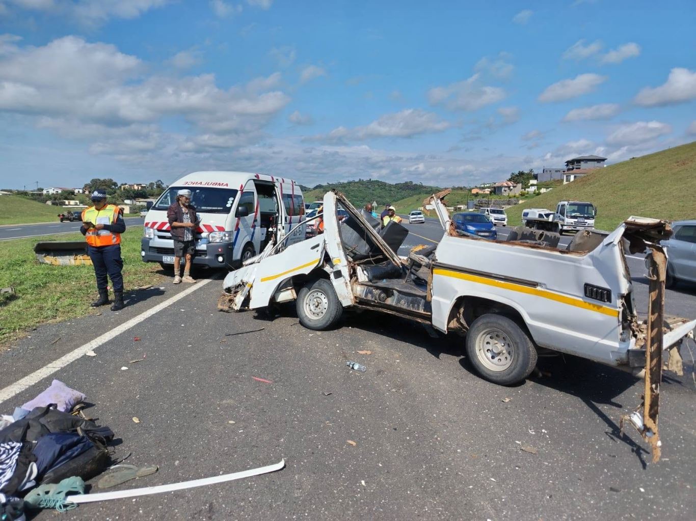 Serious motor vehicle collision on the freeway near the Hibberdene southbound on-ramp