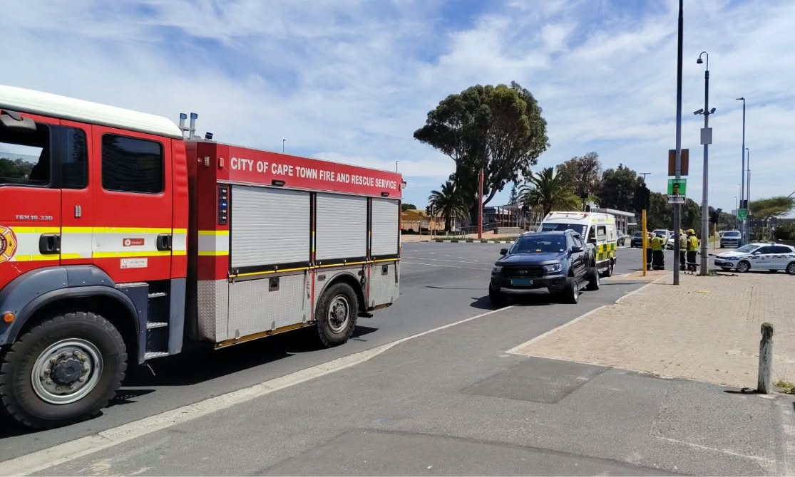 Two-car collision at the corner of Blaauwberg Road and Jannsens Avenue in Table View