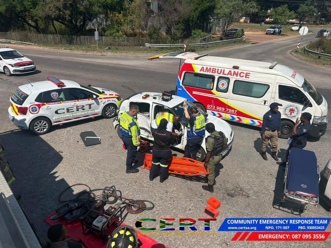Two injured in a two-vehicle collision at the intersection of Limpopo Avenue and Botha Avenue in Doringkloof, Centurion