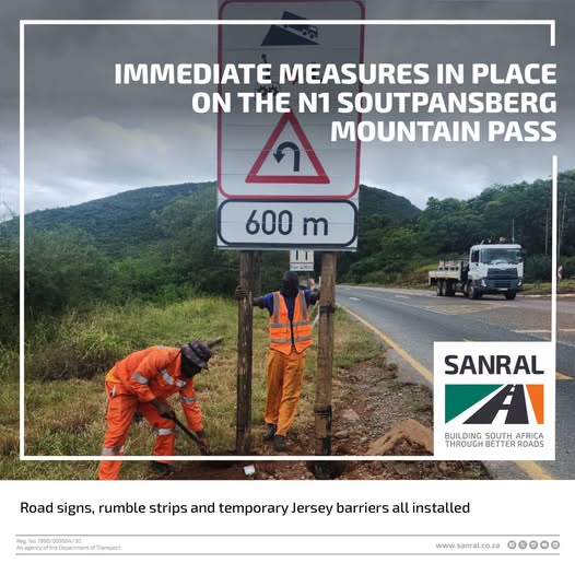 Warning measures installed on the N1 Soutpansberg Mountain Pass in Limpopo