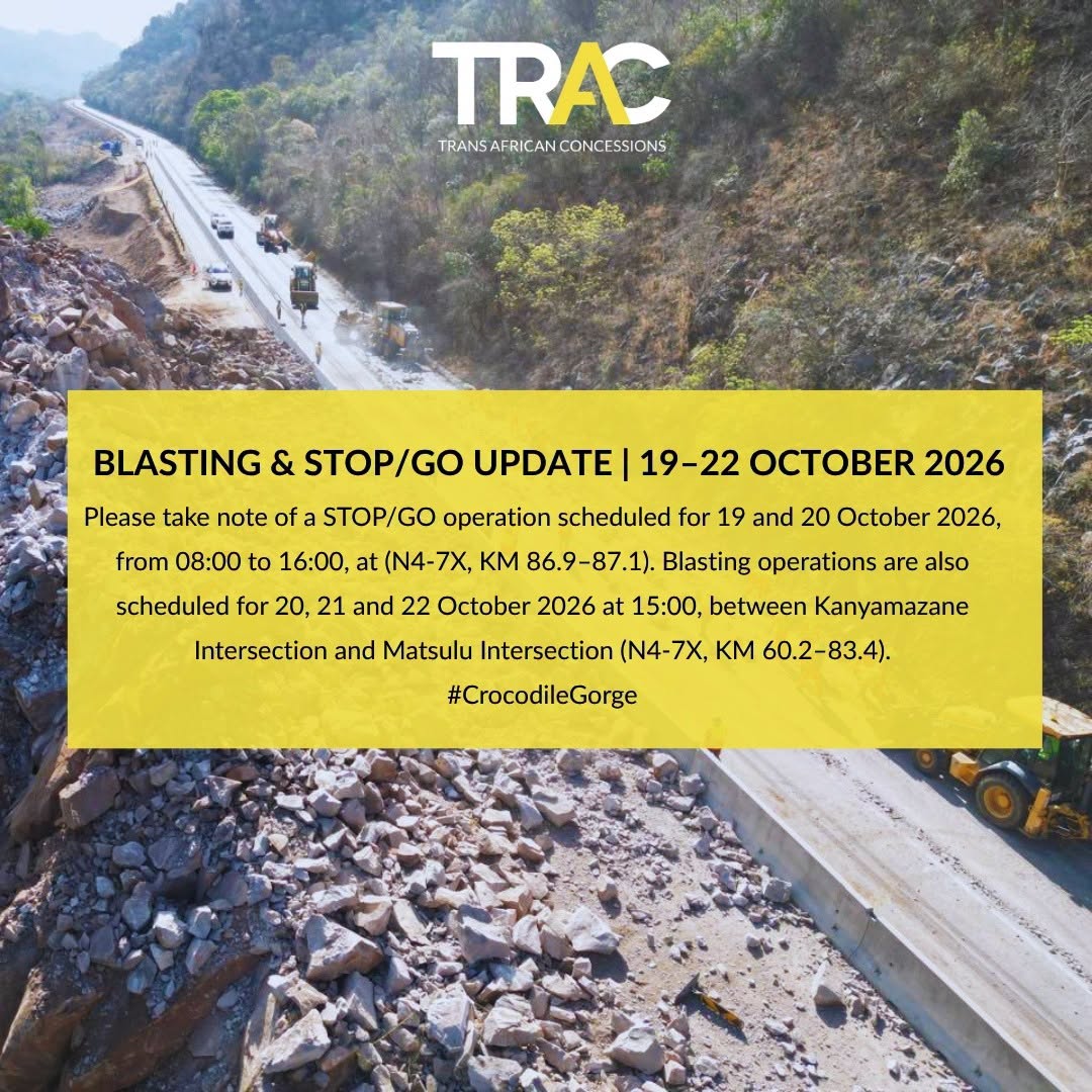 Blasting and Stop-And-Go traffic disruptions between Kanyamazane Intersection and Matsulu Intersection