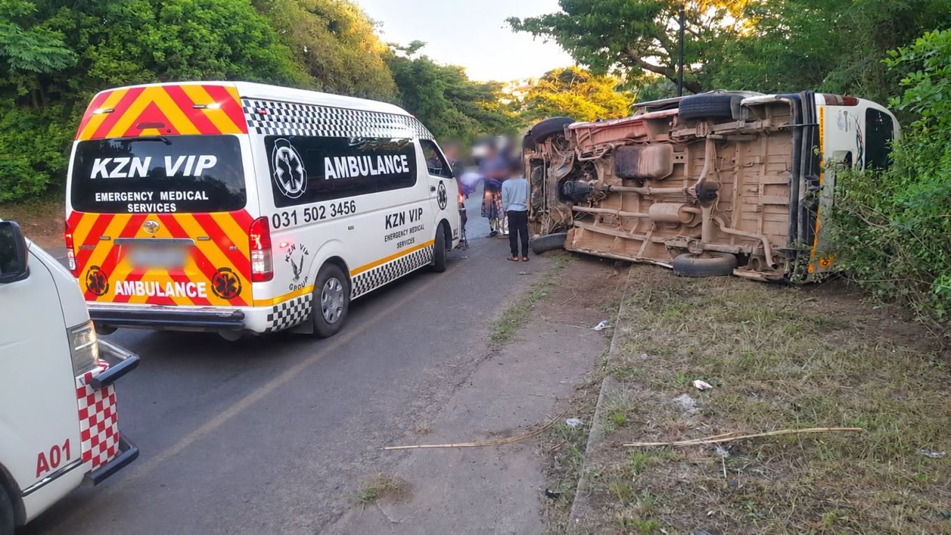 Serious injuries were reported after a minibus taxi overturned along the P100 towards Ndwedwe
