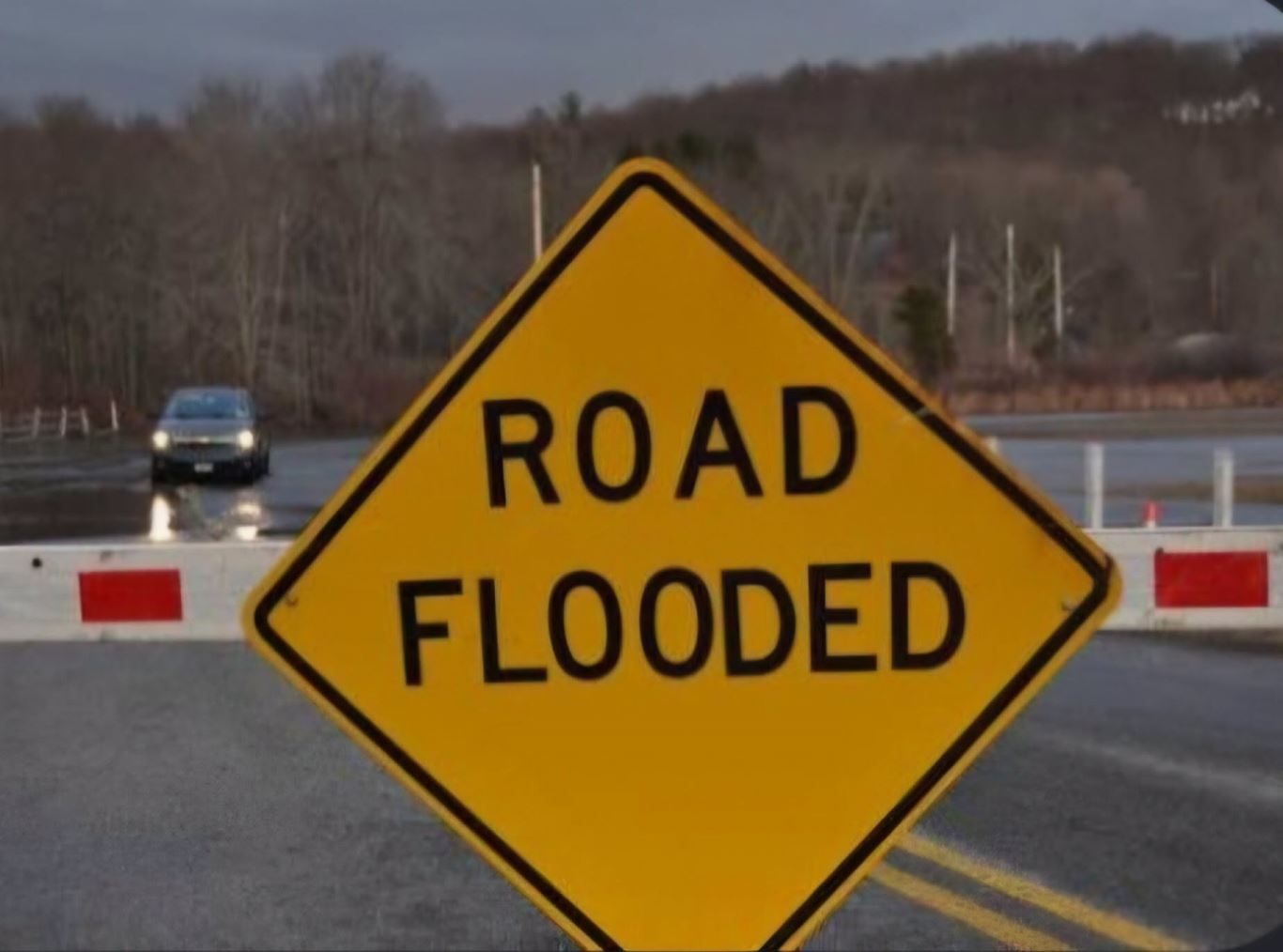 Motorists are cautioned to adjust their driving in areas of flooding