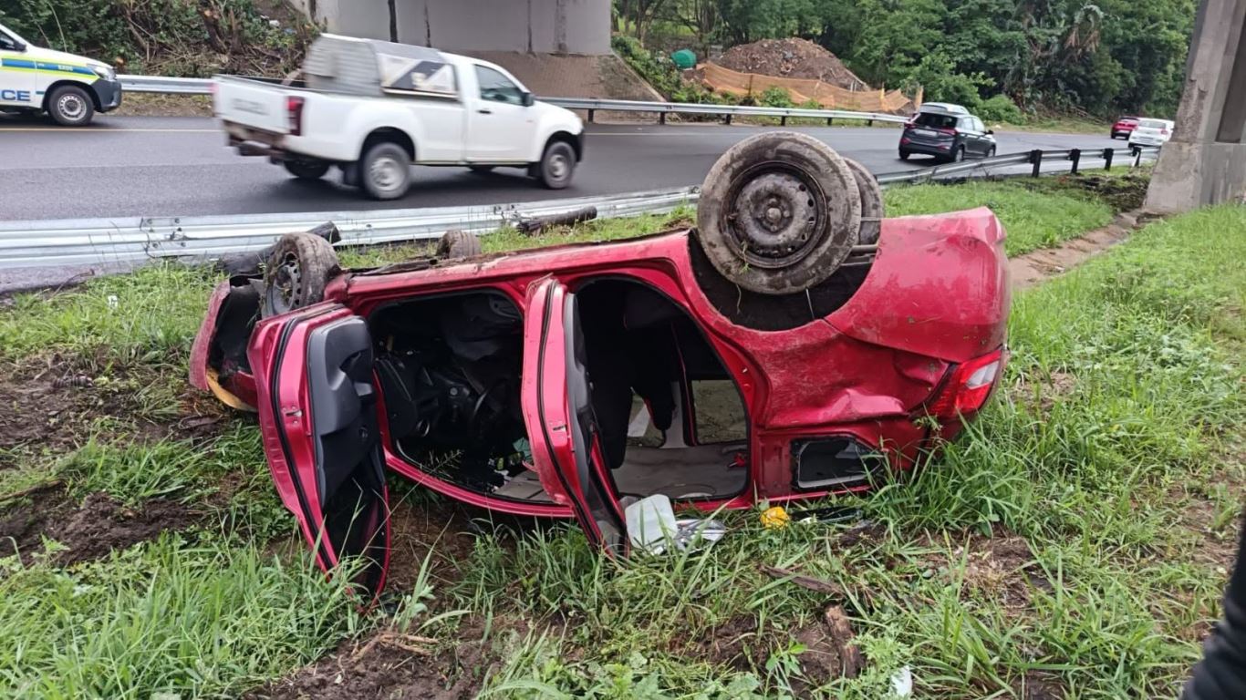 An overturned vehicle on the M19 Eastbound, before the Reservoir Hills offramp