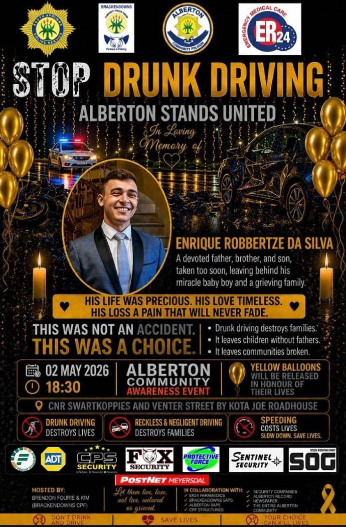Drinking & Driving Awareness Campaign - Alberton Stands United