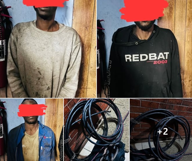 Three suspects caught in the act of stealing copper cables at the ...