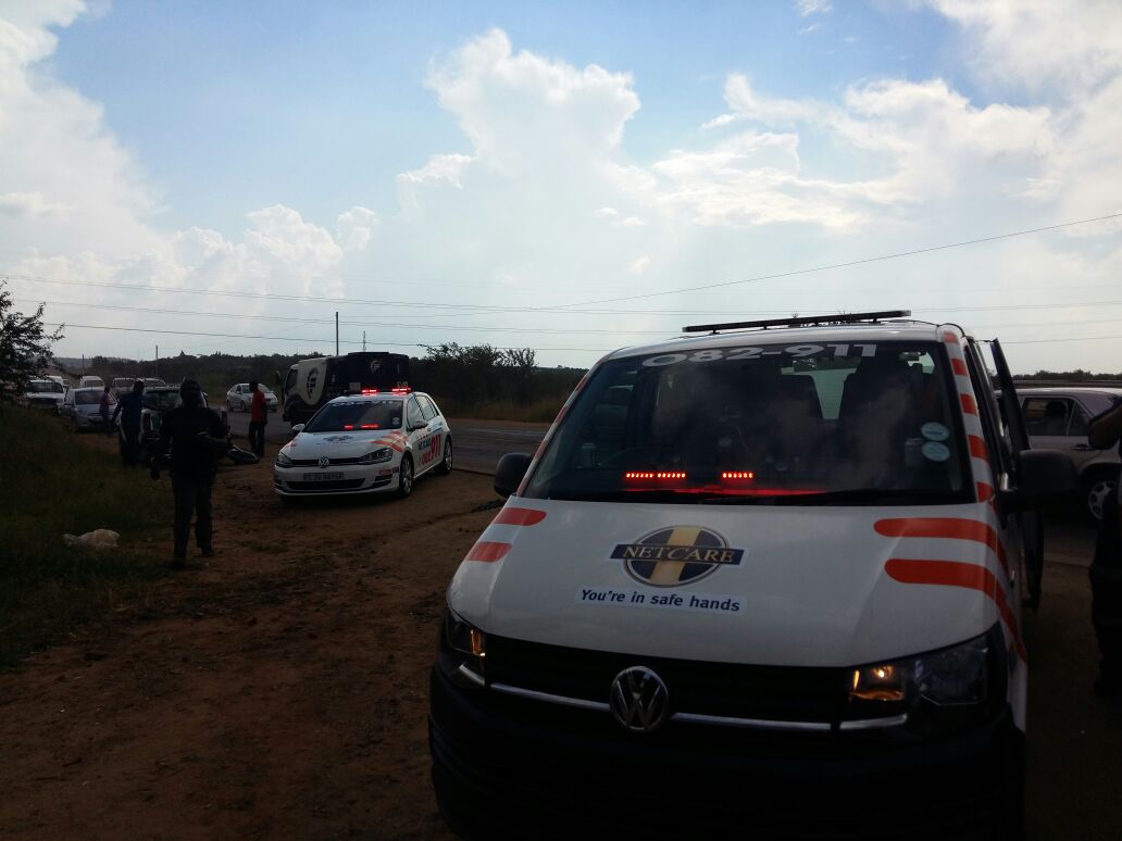 Motorcyclist injured in collision on Solomon Mahlangu drive in Pretoria.