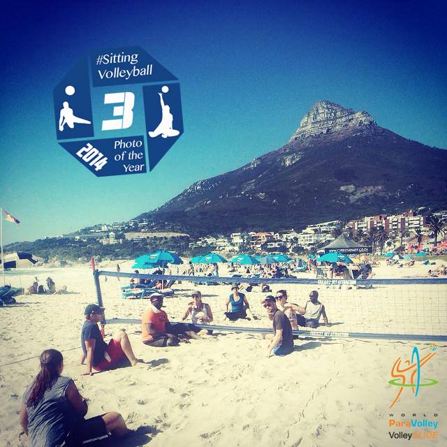 South Africans playing Beach Sitting Volleyball on Camps Bay beach