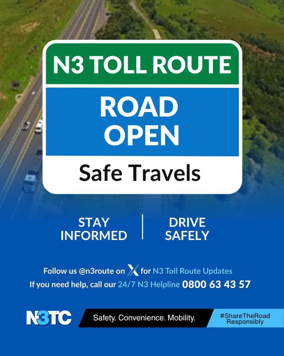 N3 TOLL ROUTE | TRAFFIC UPDATE | Multiple vehicle crash: All lanes NOW OPEN on Van Reenen Pass | 17h40